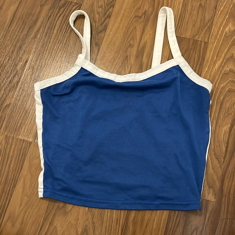 Blue and white crop top